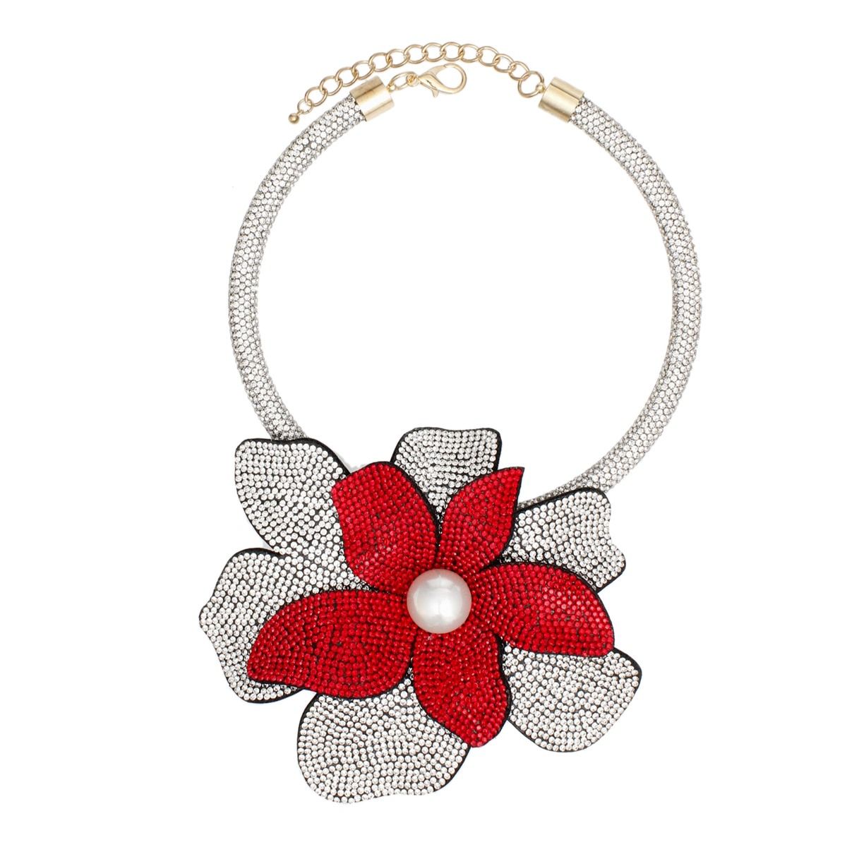DST Handcrafted Brilliance Flower Choker Necklace