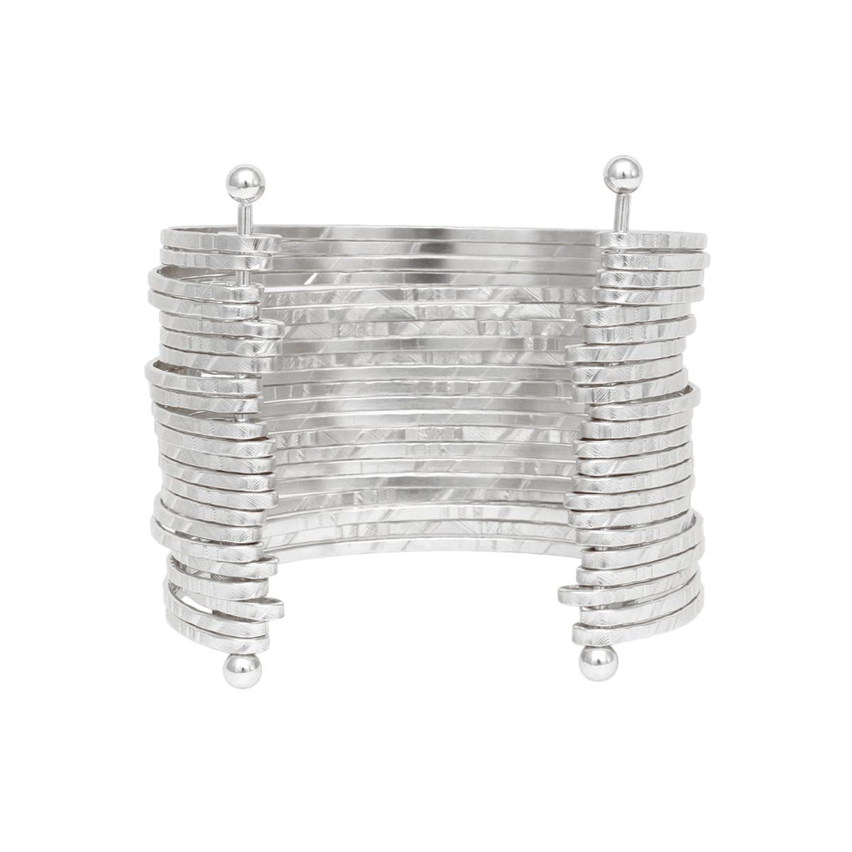Cuff Silver 22 Row Bangle Bracelet for Women