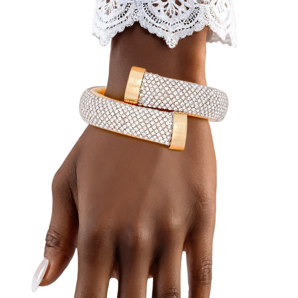 Cuff Gold Rhinestone Crusted Wrap Bracelet