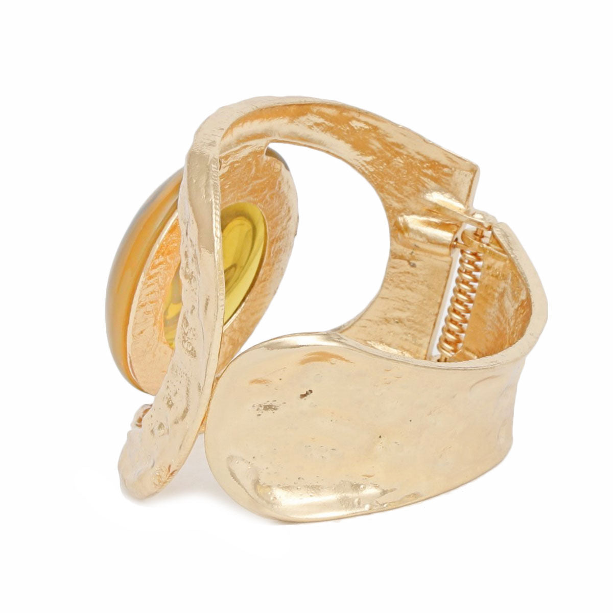 Cuff Yellow Round Swirl Resin Chunky Gold Bracelet