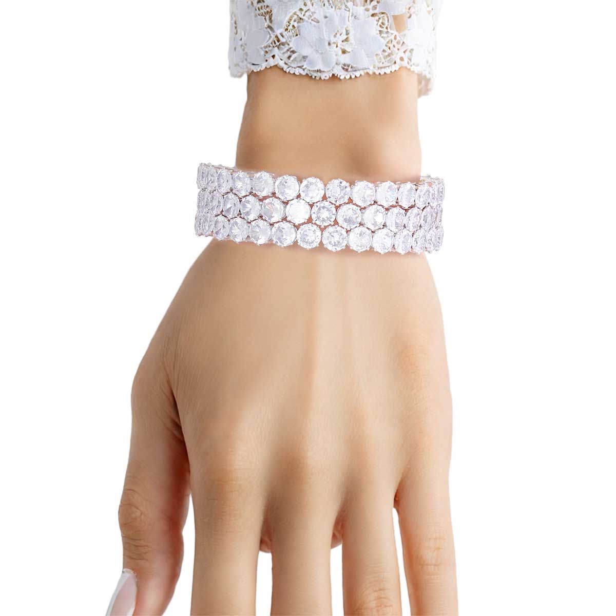 Memory Wire Silver Rhinestone Wrap Bracelet Women