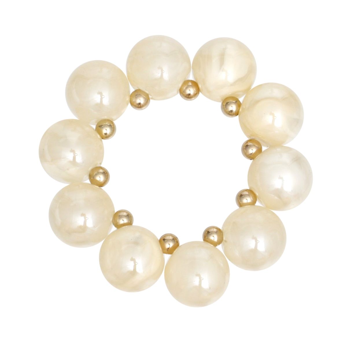 Bracelet Swirled Ivory Marble Bubble Ball Bead