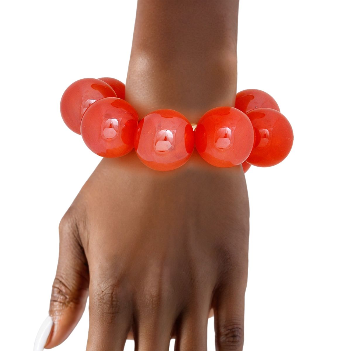 Bracelet Swirled Orange Marble Bubble Ball Bead