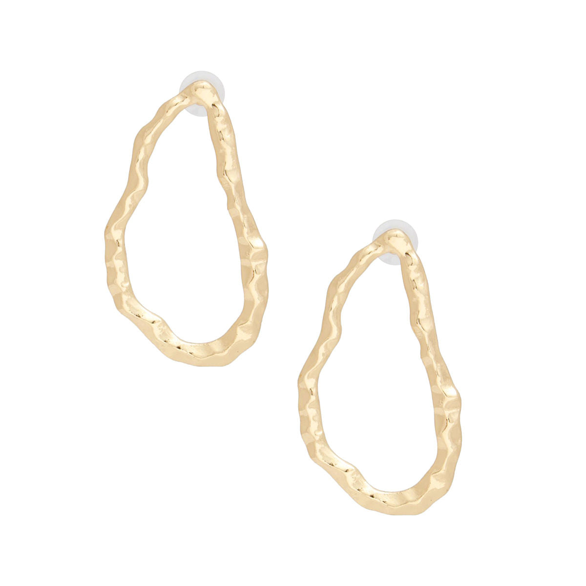Stud Organic Oval Hammered Gold Earrings Women