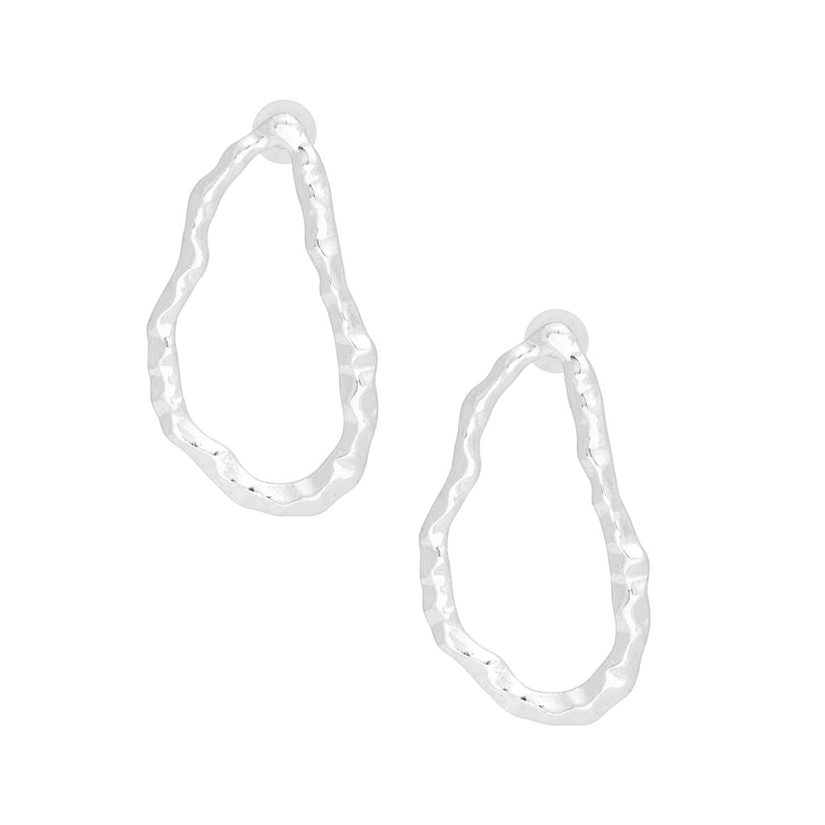 Stud Organic Oval Hammered Silver Earrings Women