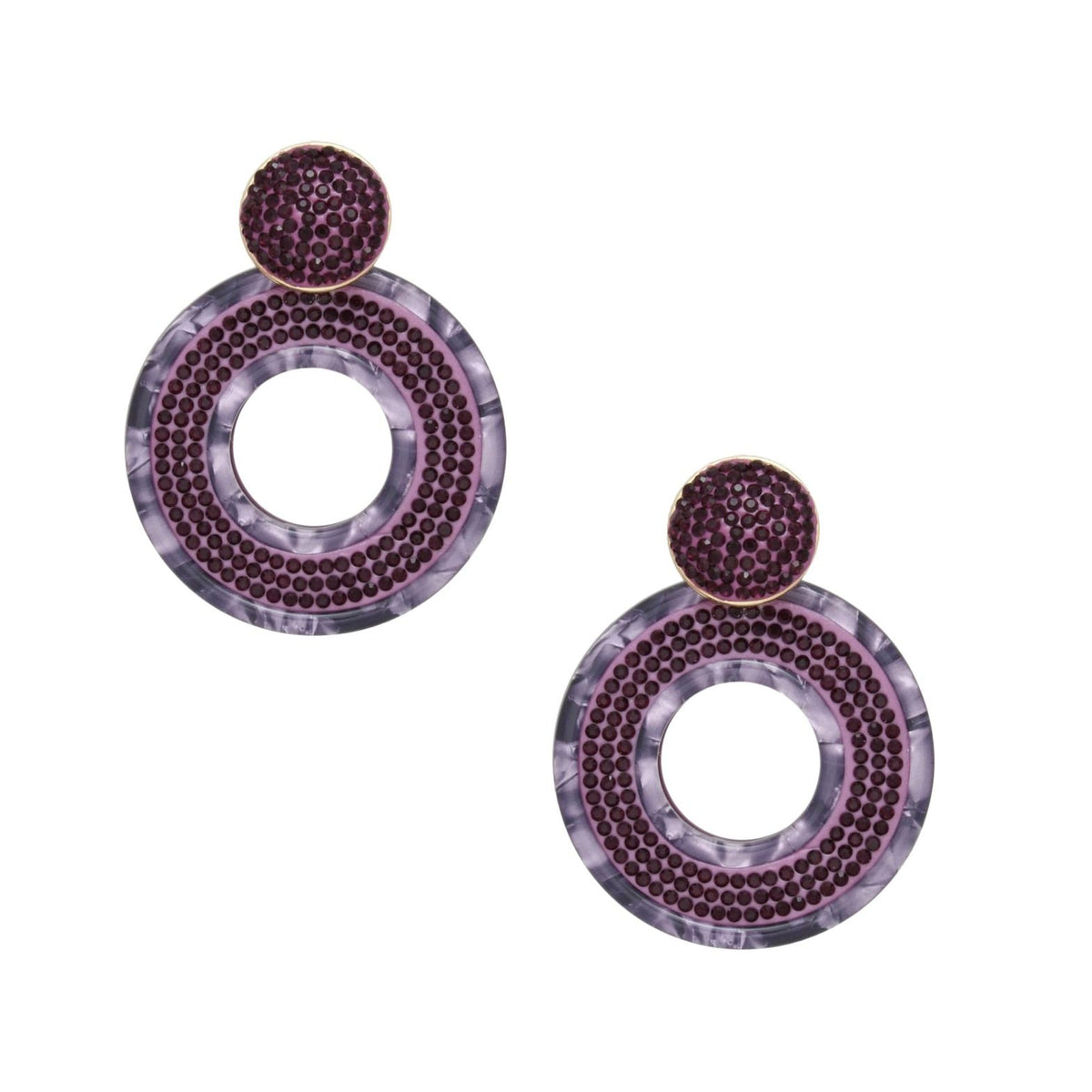 Drop Purple Marbled Ring Bling Earrings for Women