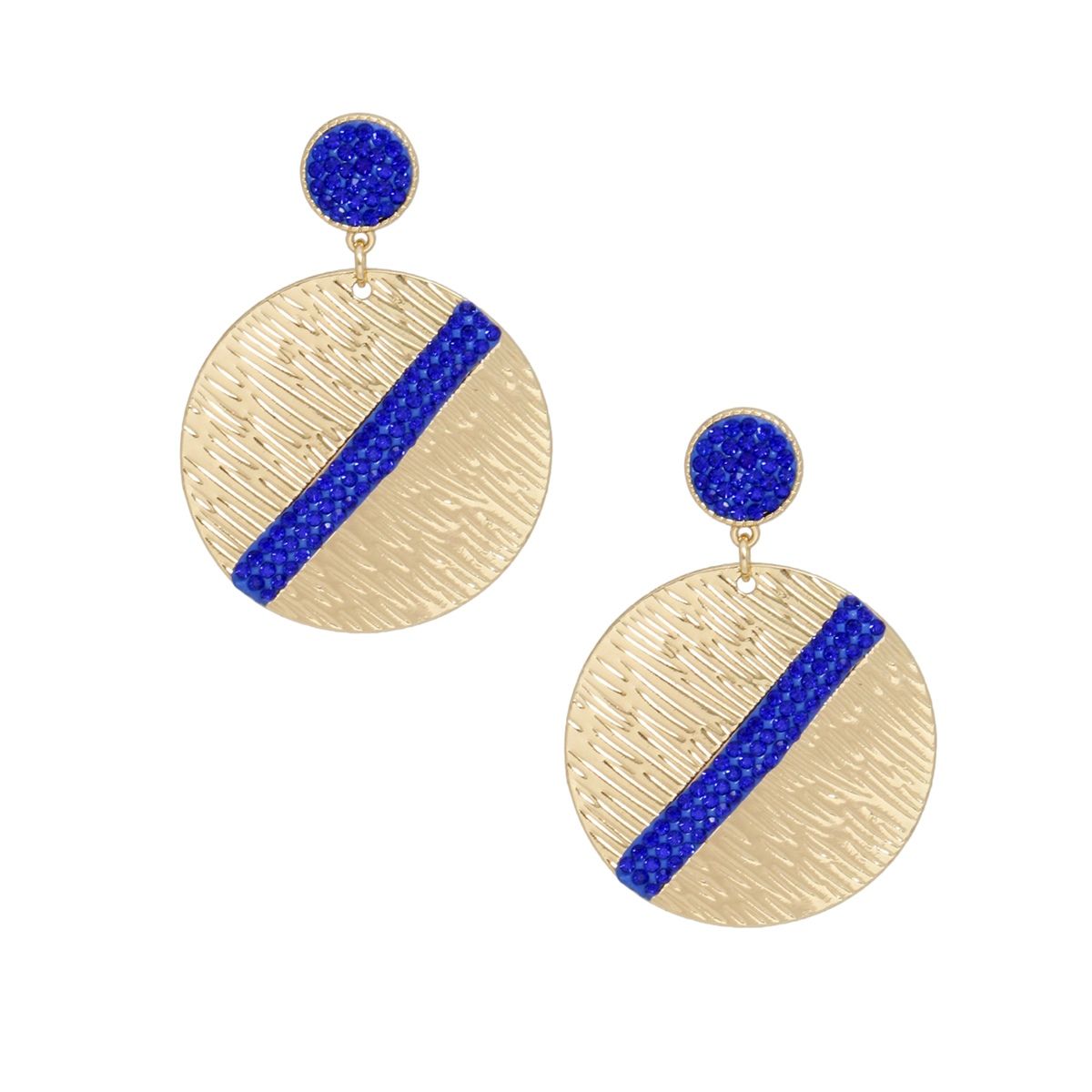 Drop Gold Party Ready Blue Rhinestone Earrings