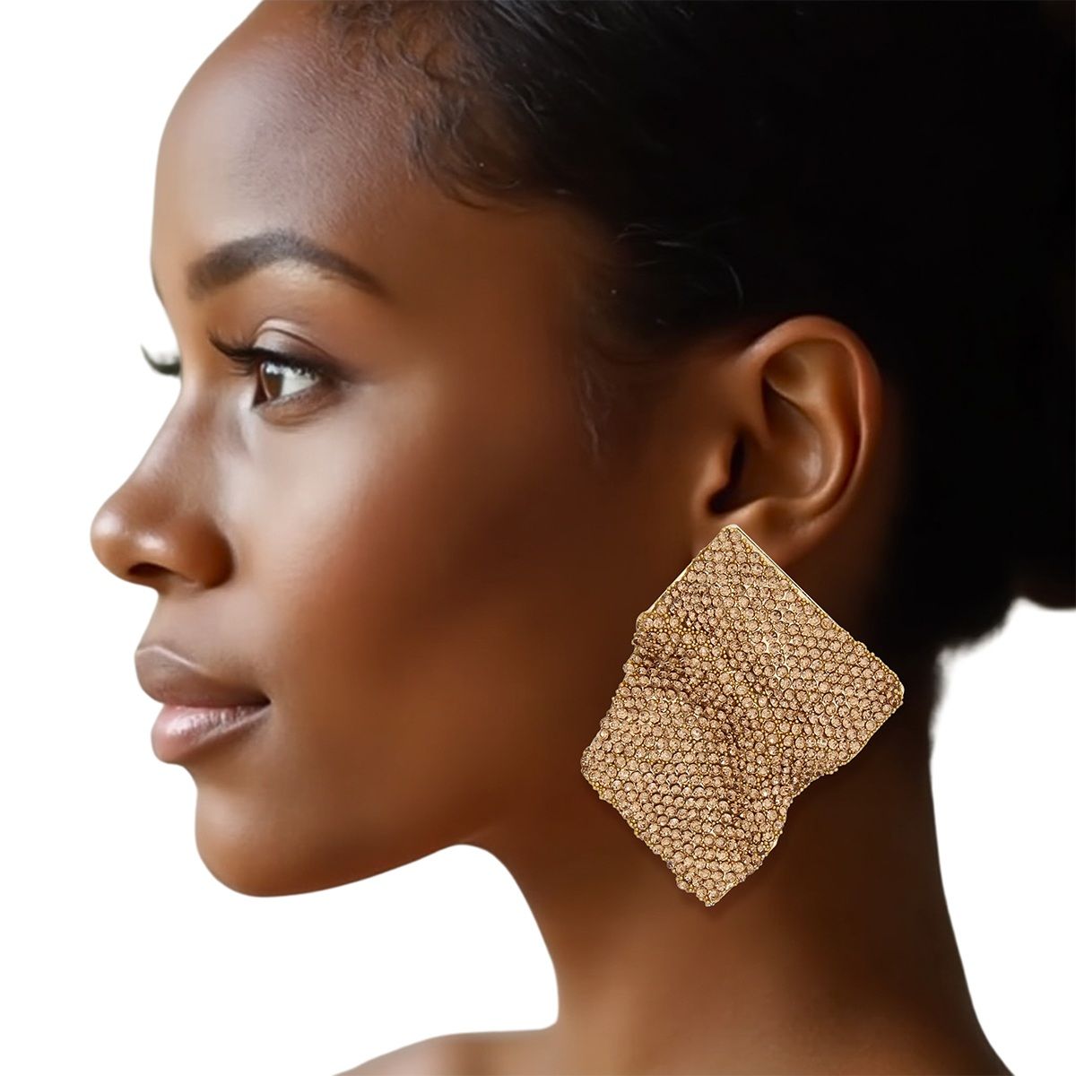 Studs Wavy Brown Rhinestone Glam Earrings Women