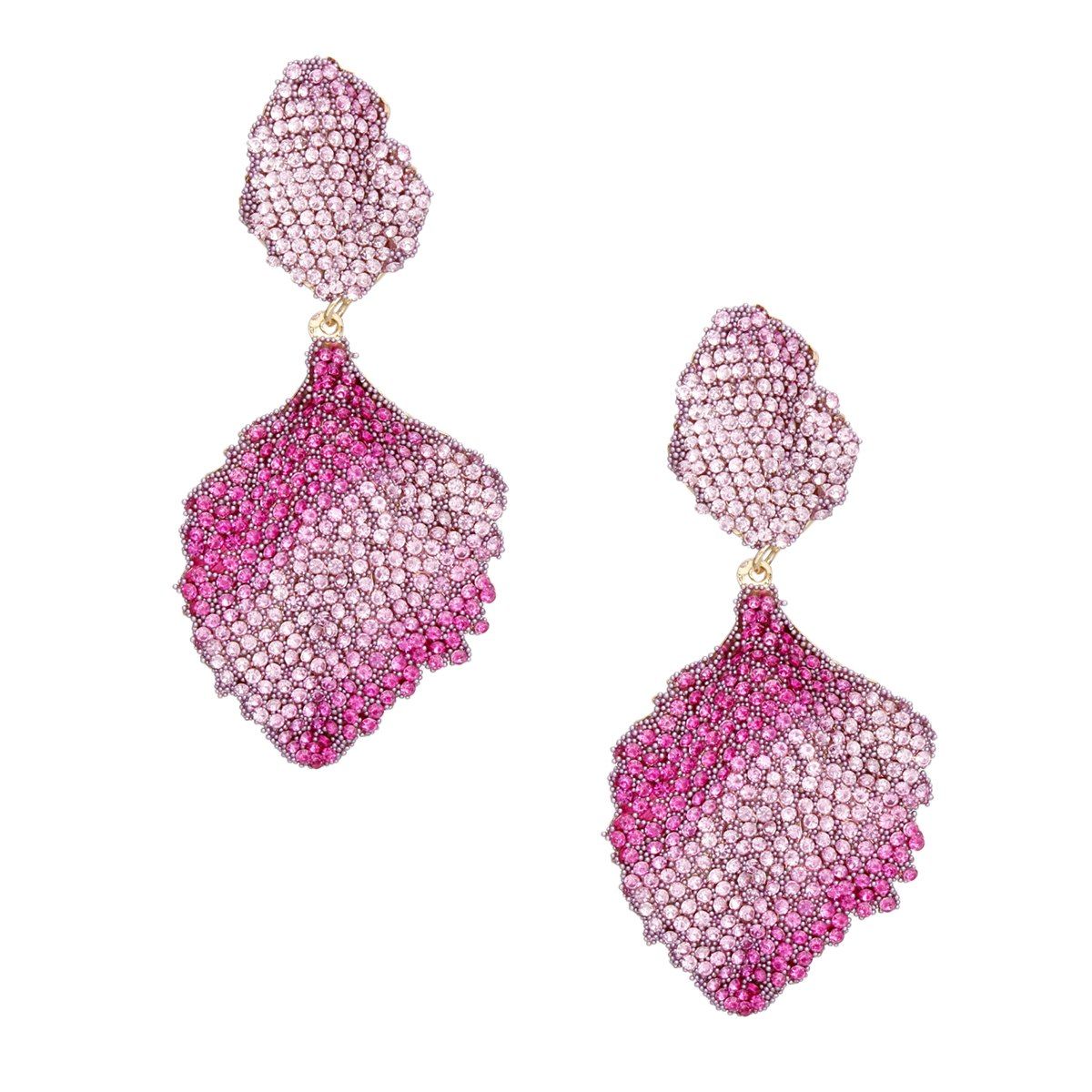 Drop Brilliant Fuchsia Pave Stone Petal Earrings