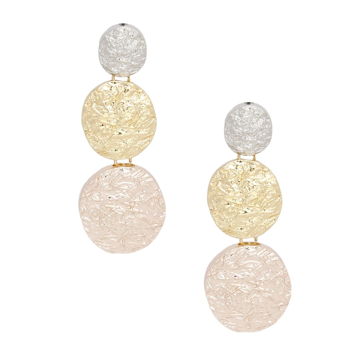 Clip On Heavy Duty Mixed Metal Round Earrings