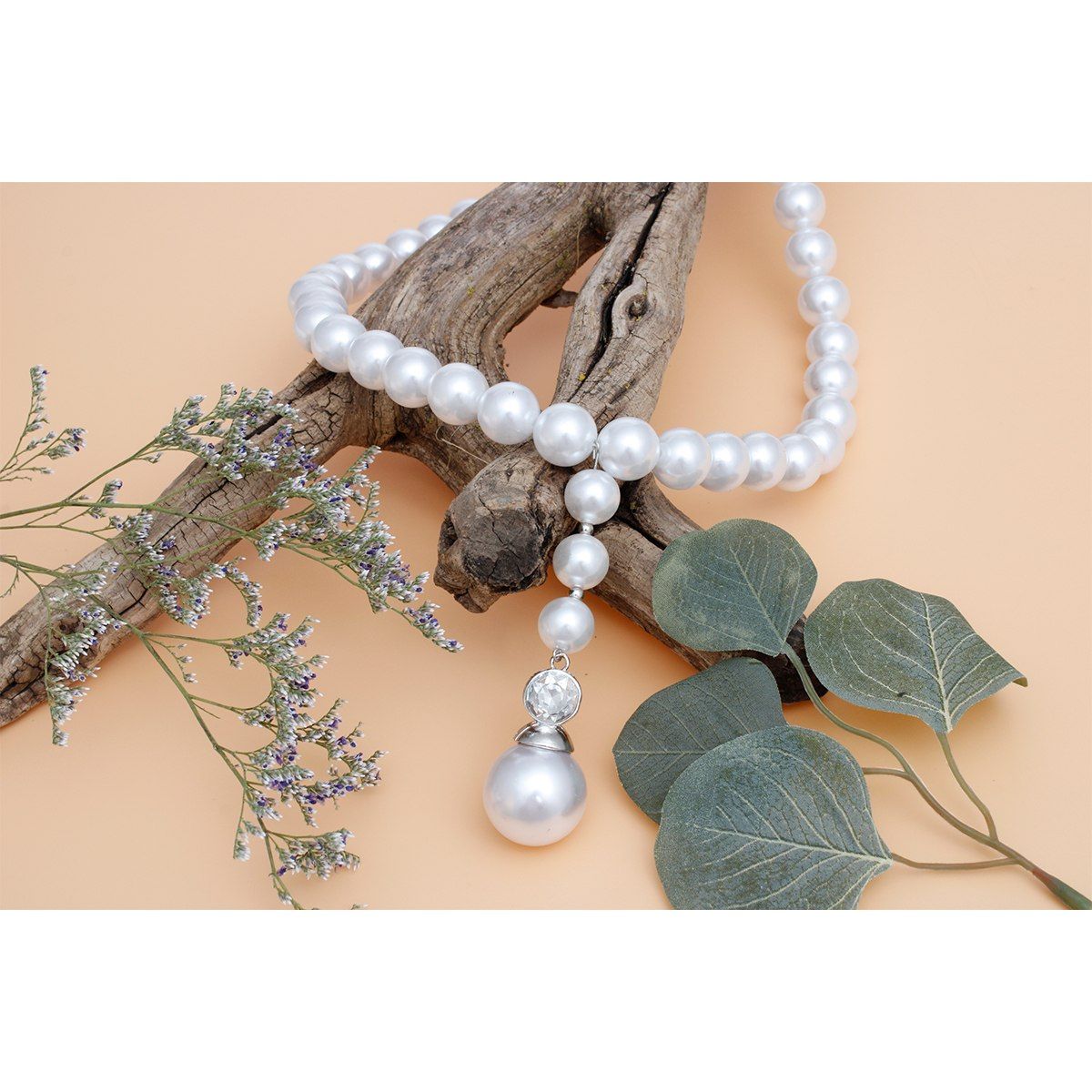 Necklace White Pearl Drop Pendant Set for Women