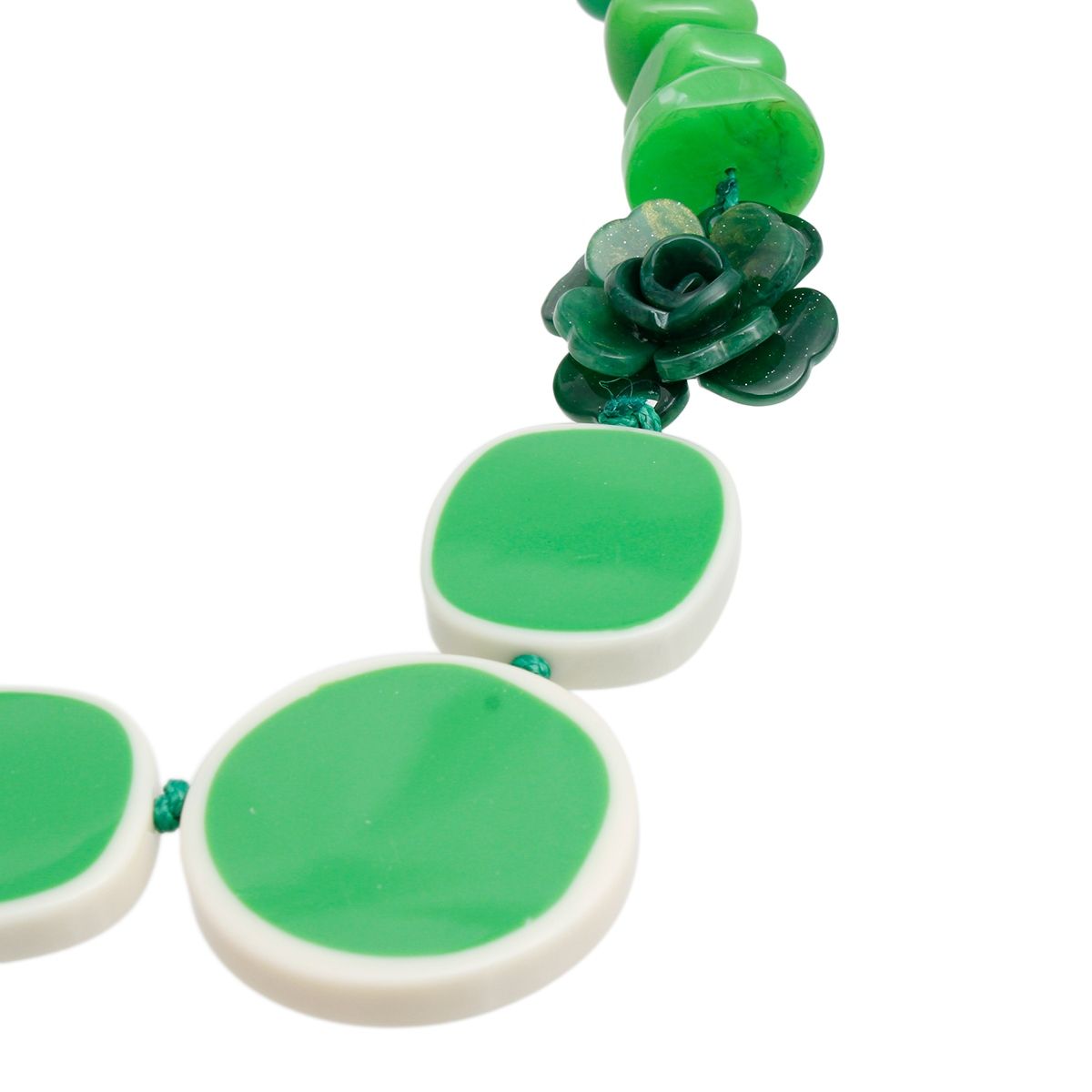 Beaded Artistic Green Flower Statement Necklace