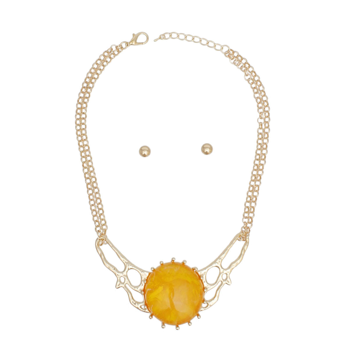 Collar Mustard Resin Dome Gold Chain Necklace Women