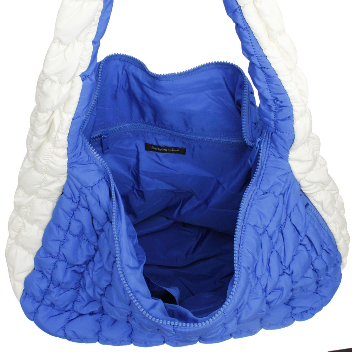 ZPB Sorority Large Blue Ivory Quilted Shoulder Bag