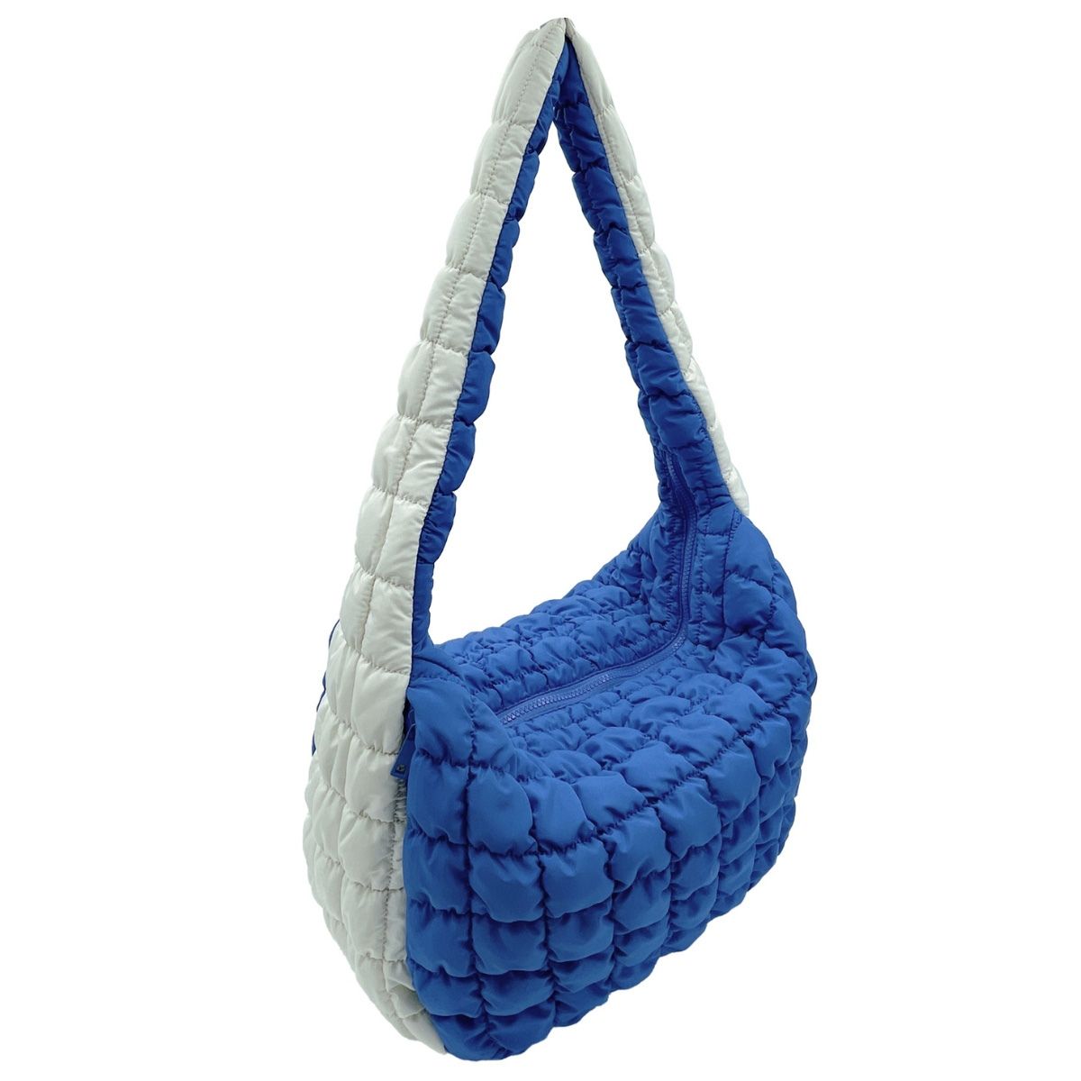 ZPB Sorority Large Blue Ivory Quilted Shoulder Bag