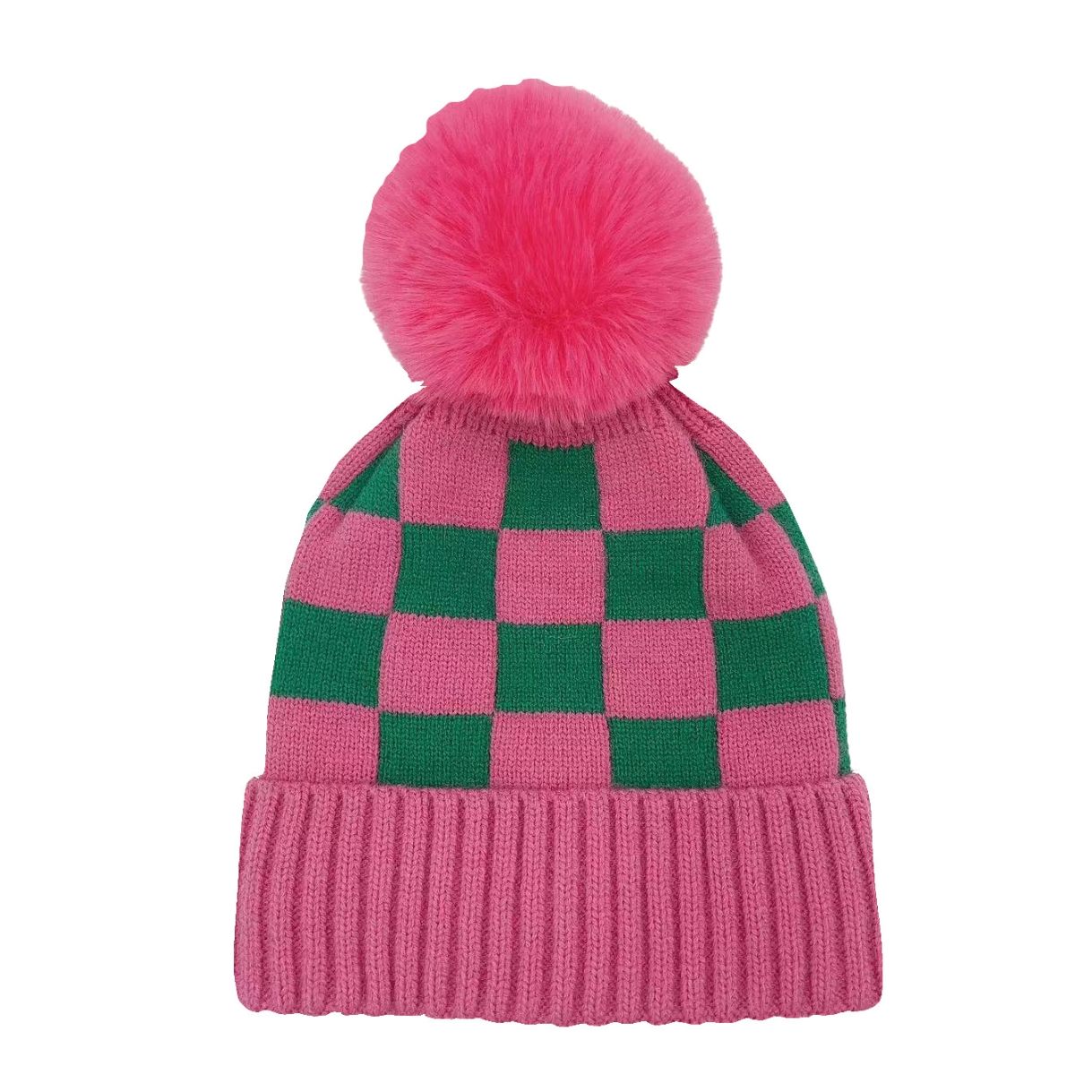 AKA Sorority Checkered Beanie Pom Hat for Women