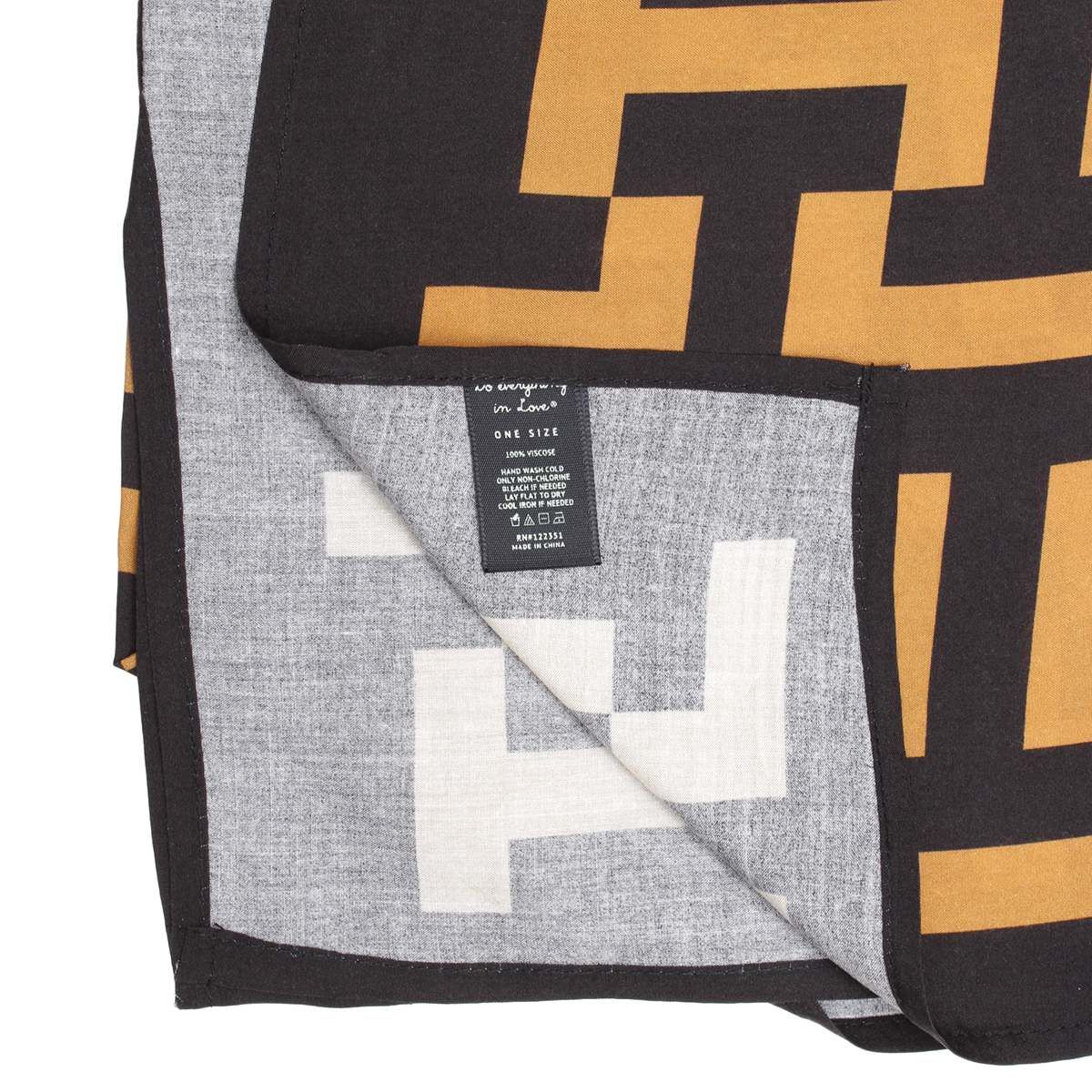 Kimono Black and Camel Geometric Print Women