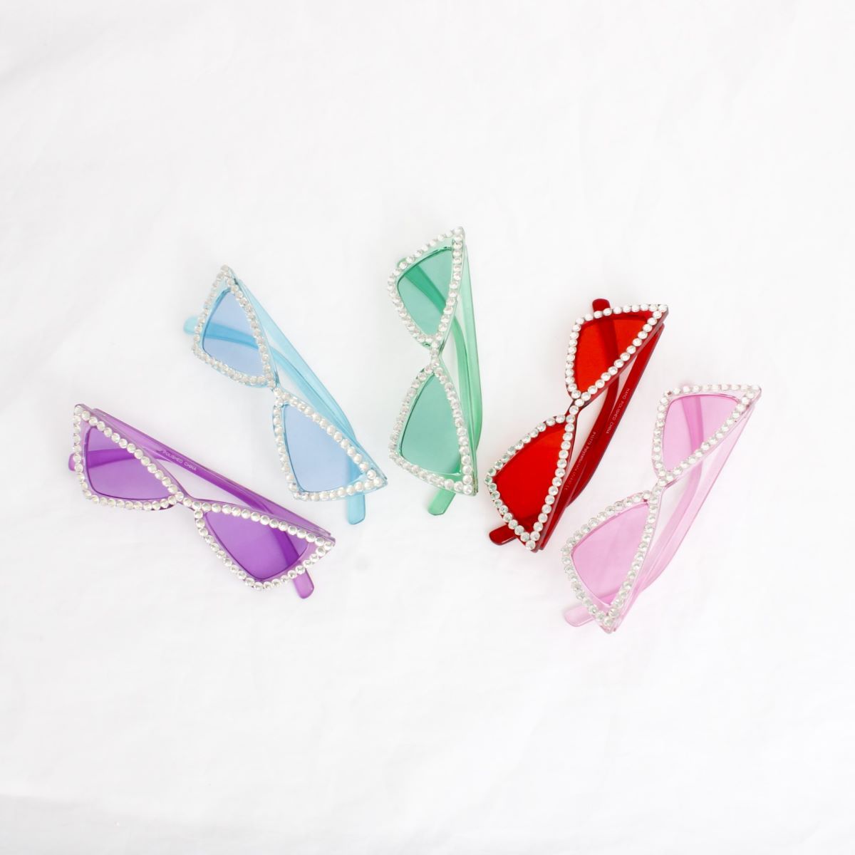 Sunglasses Green Cat Eye Rhinestone Retro Eyewear