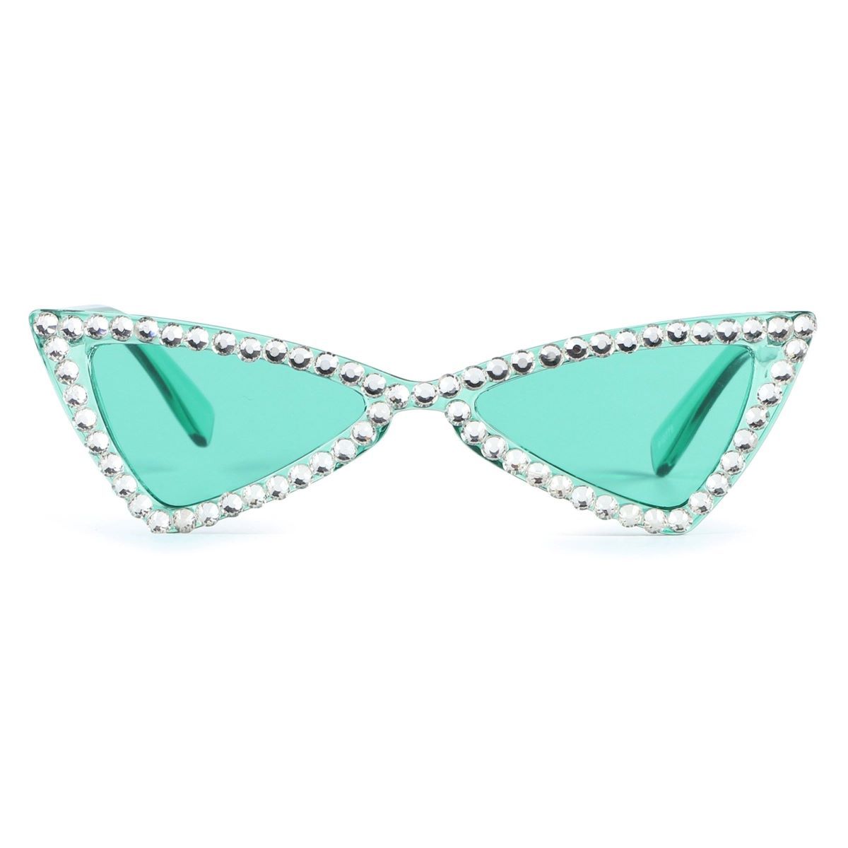 Sunglasses Green Cat Eye Rhinestone Retro Eyewear