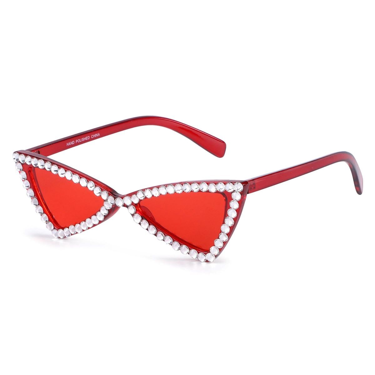 Sunglasses Red Cat Eye Rhinestone Retro Eyewear