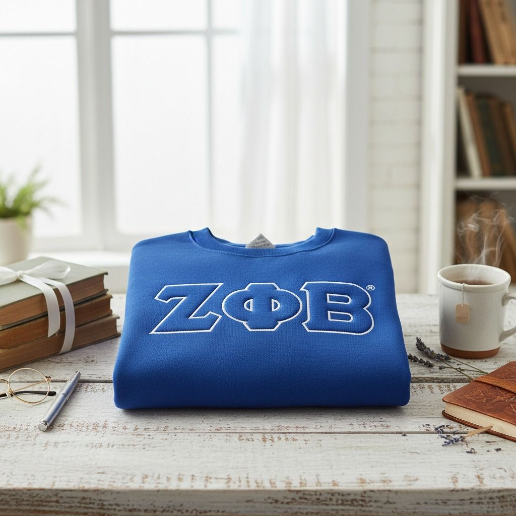 ZPB Greek Gear XL Blue Embroidered Crew Sweatshirt