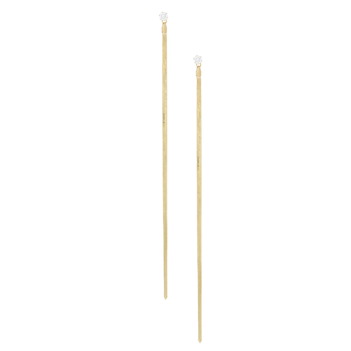 Shoulder Duster Gold Herringbone Chain Earrings
