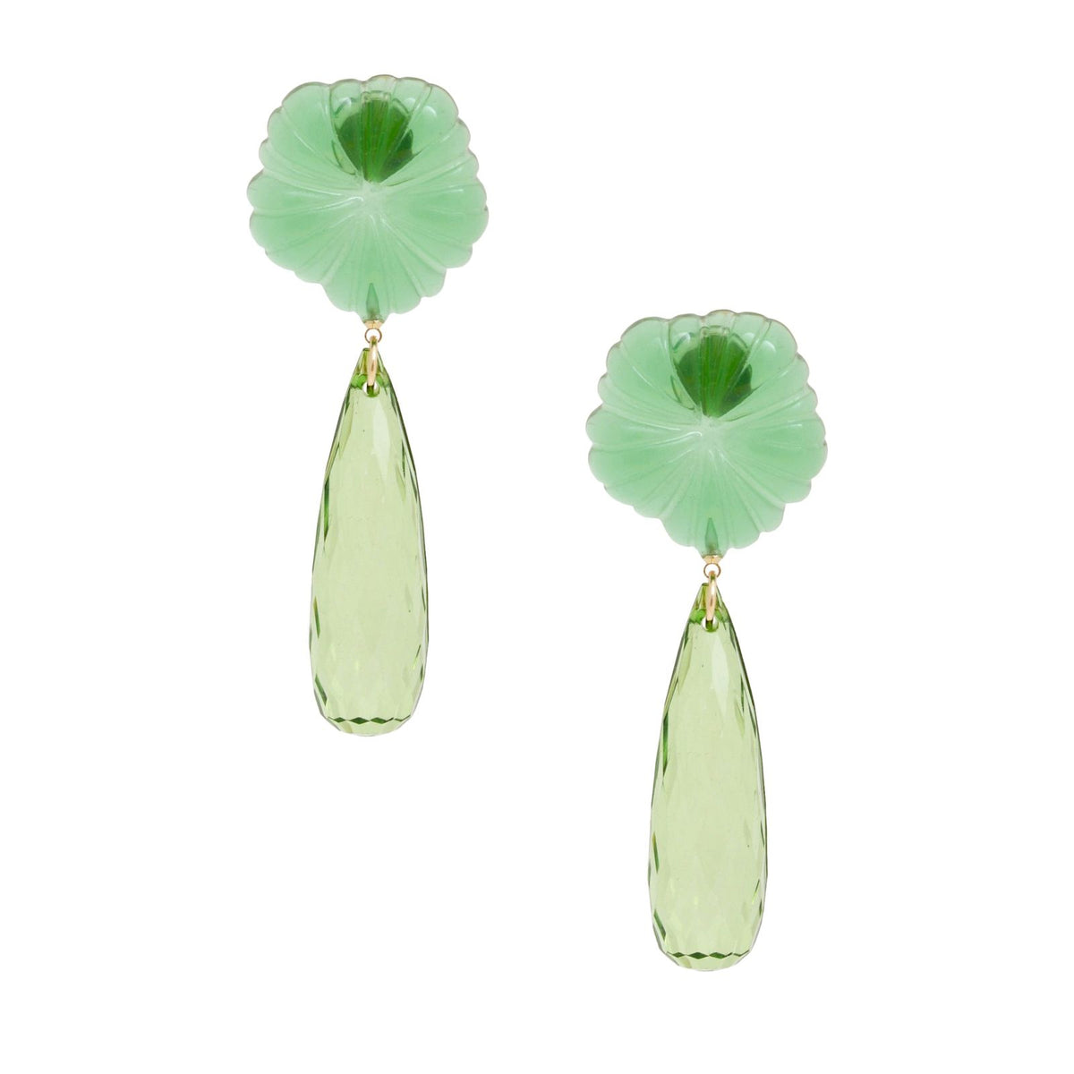 Dangle Green Tropical Flower Teardrop Earrings