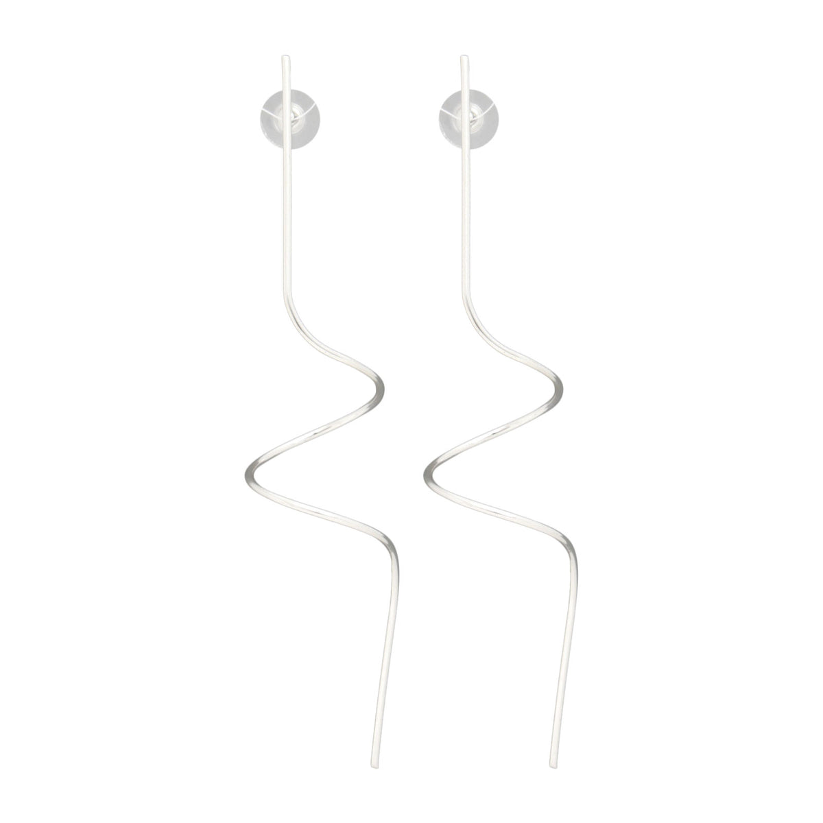 Studs Silver Thin Long Spiral Wire Earrings Women