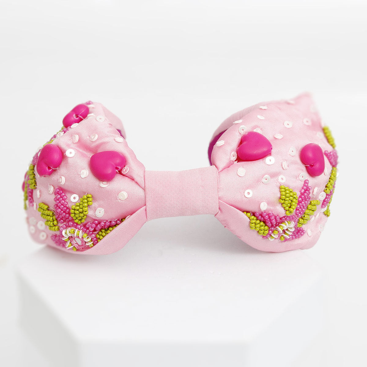 AKA Heart Pink and Green Embroidered Headband
