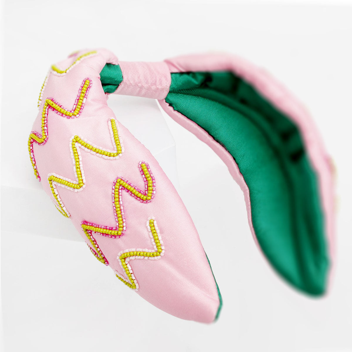 AKA Zig Zag Pink and Green Embroidered Headband
