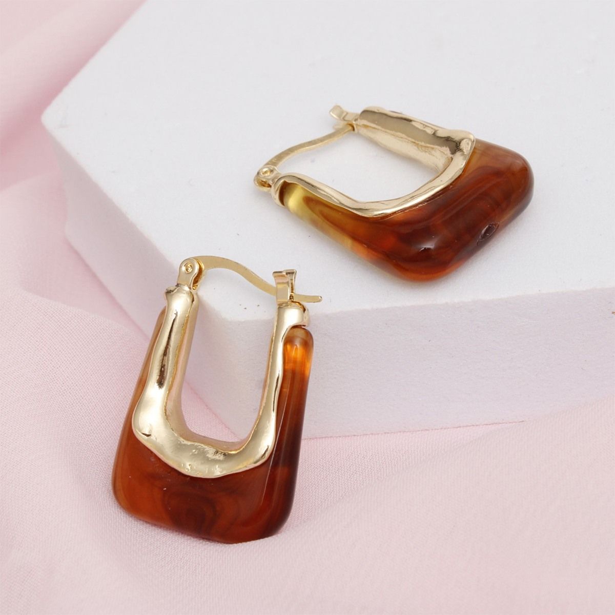 Hoops Tortoiseshell U Shaped Earrings for Women