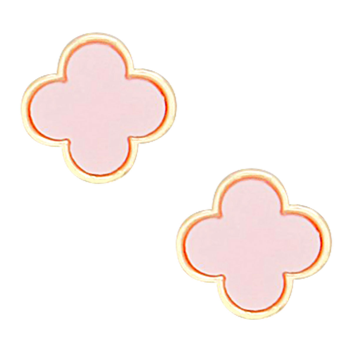 Studs Gold Pink Quatrefoil Clover Earrings Women