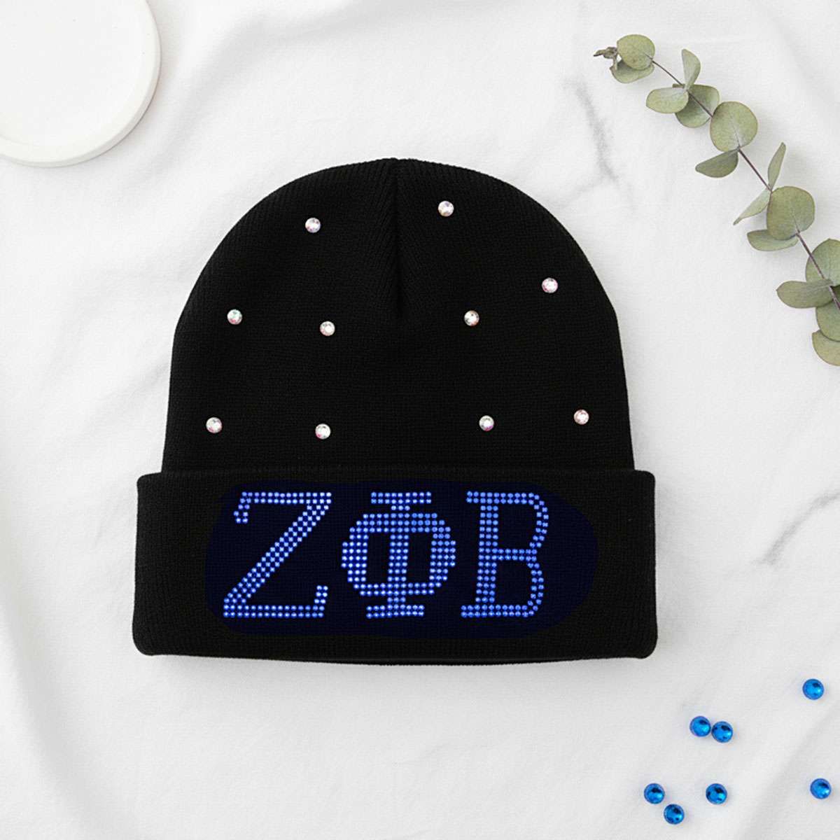 ZPB Sorority Pride Black Bling Winter Beanie Hat
