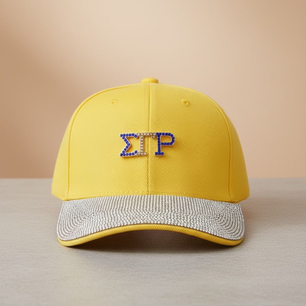 SGRHO Yellow Canvas Baseball Cap Rhinestone Brim