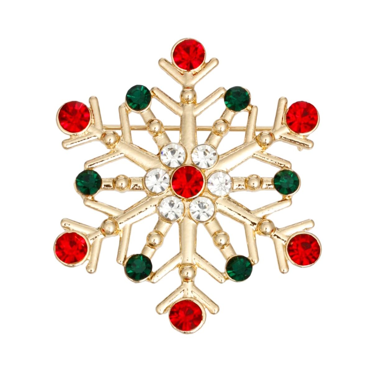 Brooch Stellar Snowflake Red Green Pin for Women