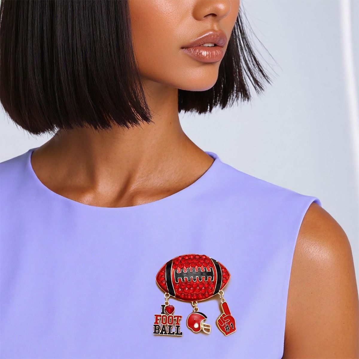 Brooch Football Team Spirit Red and Black Pin