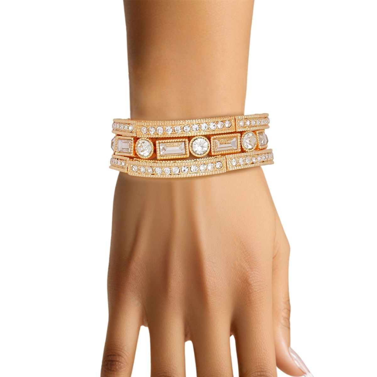 Bracelets Vintage Gold Rhinestone Stretch Set