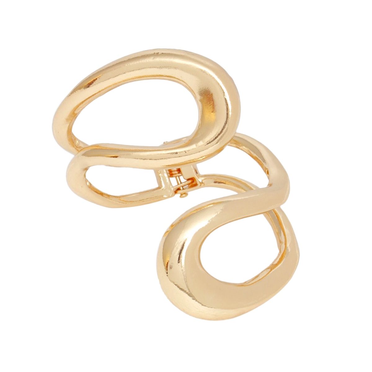 Cuff Rigid Looped Gold Metal Hinge Bracelet