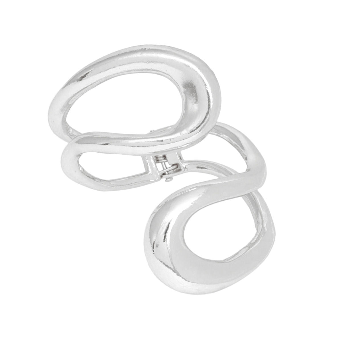 Cuff Rigid Looped Silver Metal Hinge Bracelet