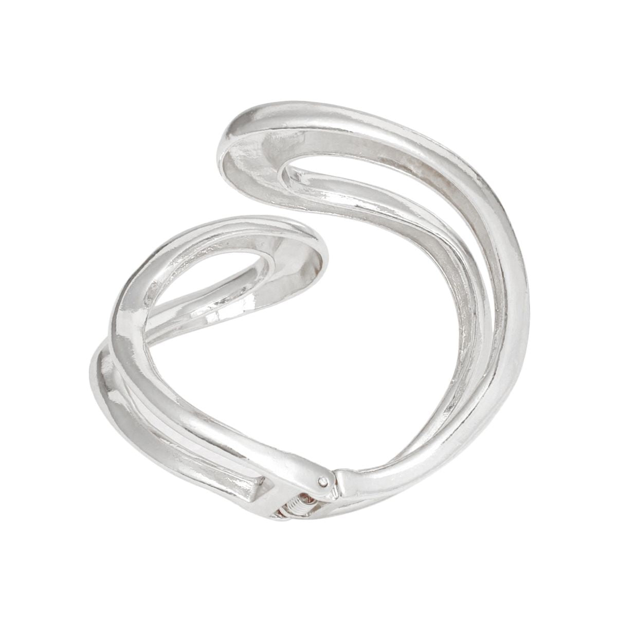 Cuff Rigid Looped Silver Metal Hinge Bracelet