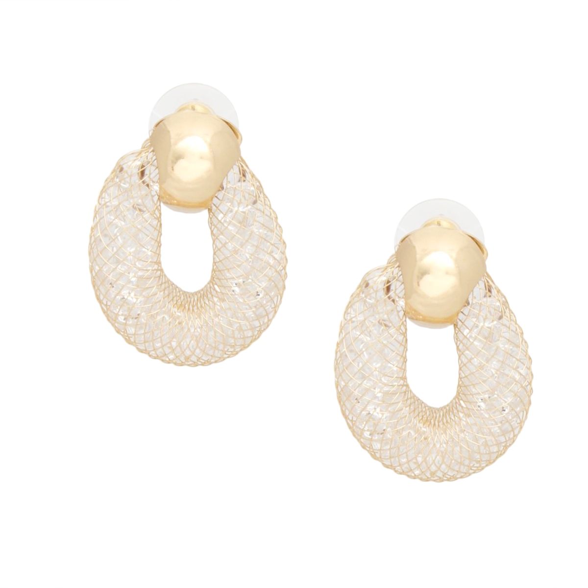 Studs Gold Mesh Rhinestone Earrings for Women