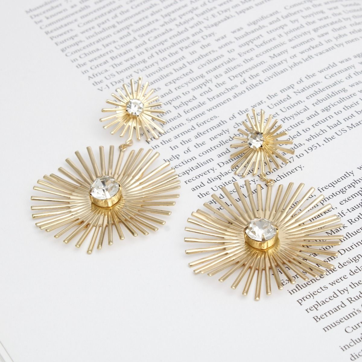 Drop Gold Rounded Spikes Earrings for Women