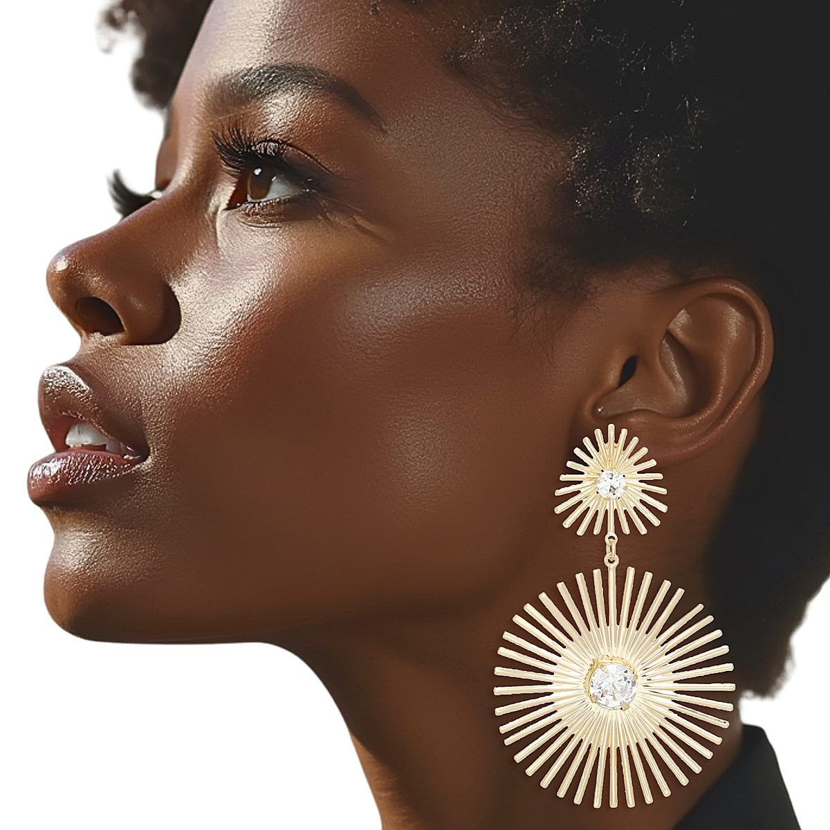 Drop Gold Rounded Spikes Earrings for Women