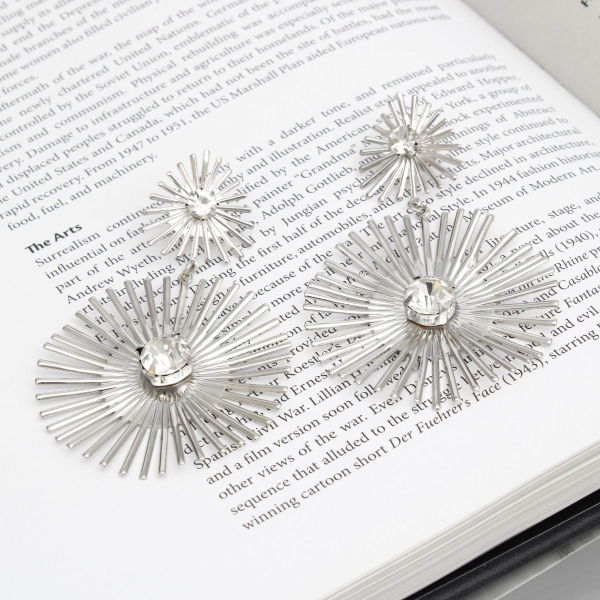 Drop Silver Rounded Spikes Earrings for Women