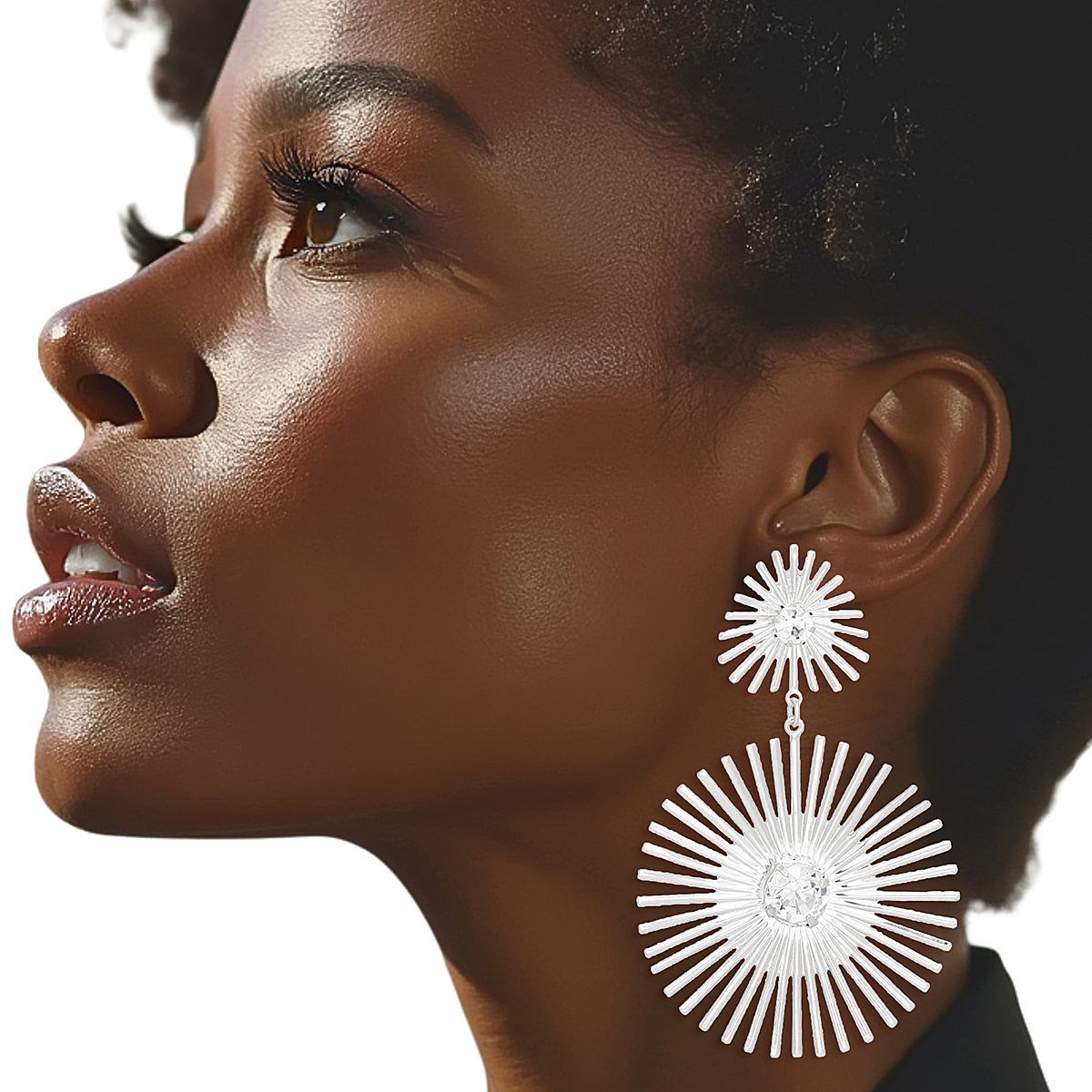 Drop Silver Rounded Spikes Earrings for Women