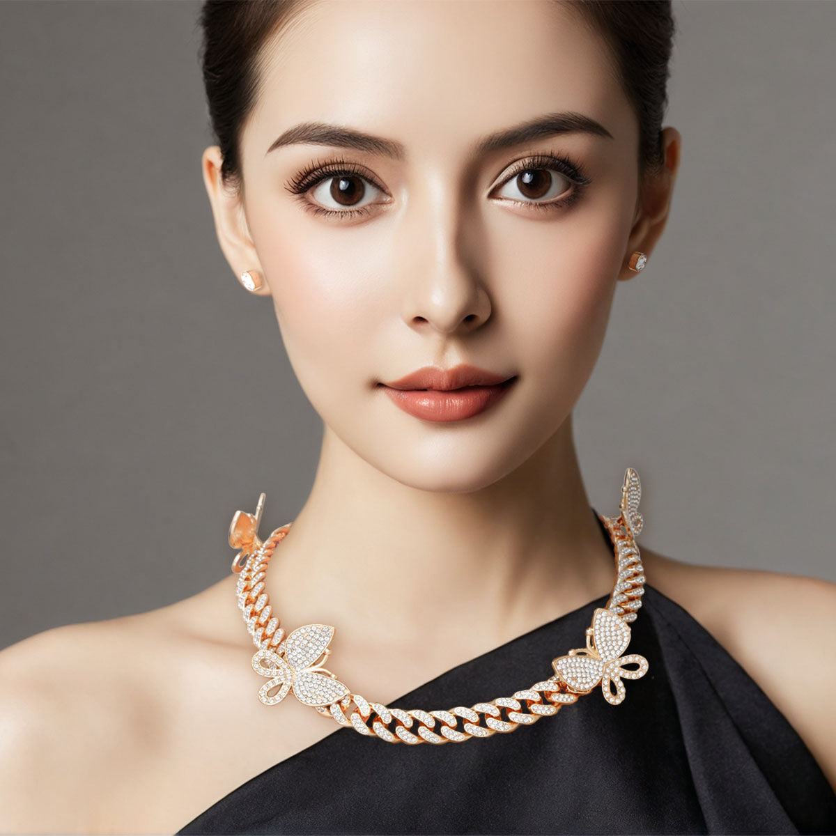 Iced Gold Butterfly Cuban Chain Set