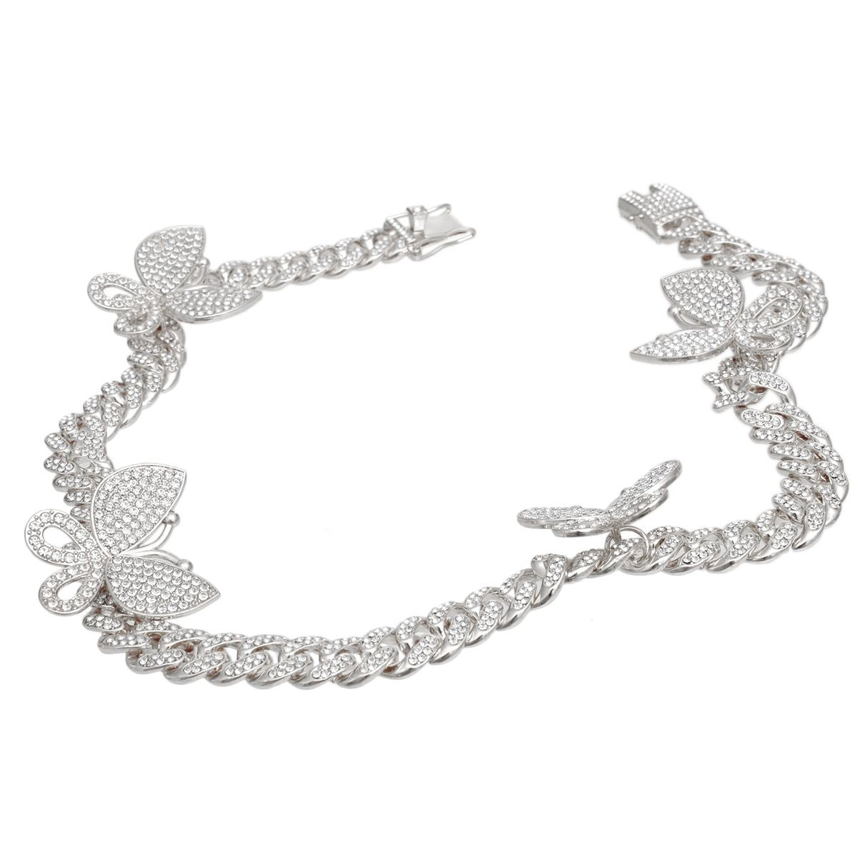 Iced Silver Butterfly Cuban Chain Set