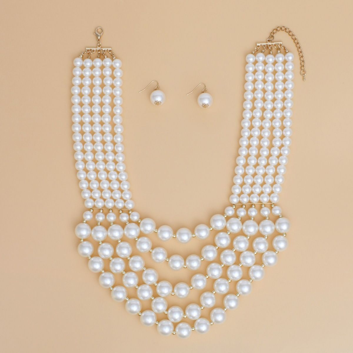 Pearl Bib Layered Cream Delicately Draped Necklace