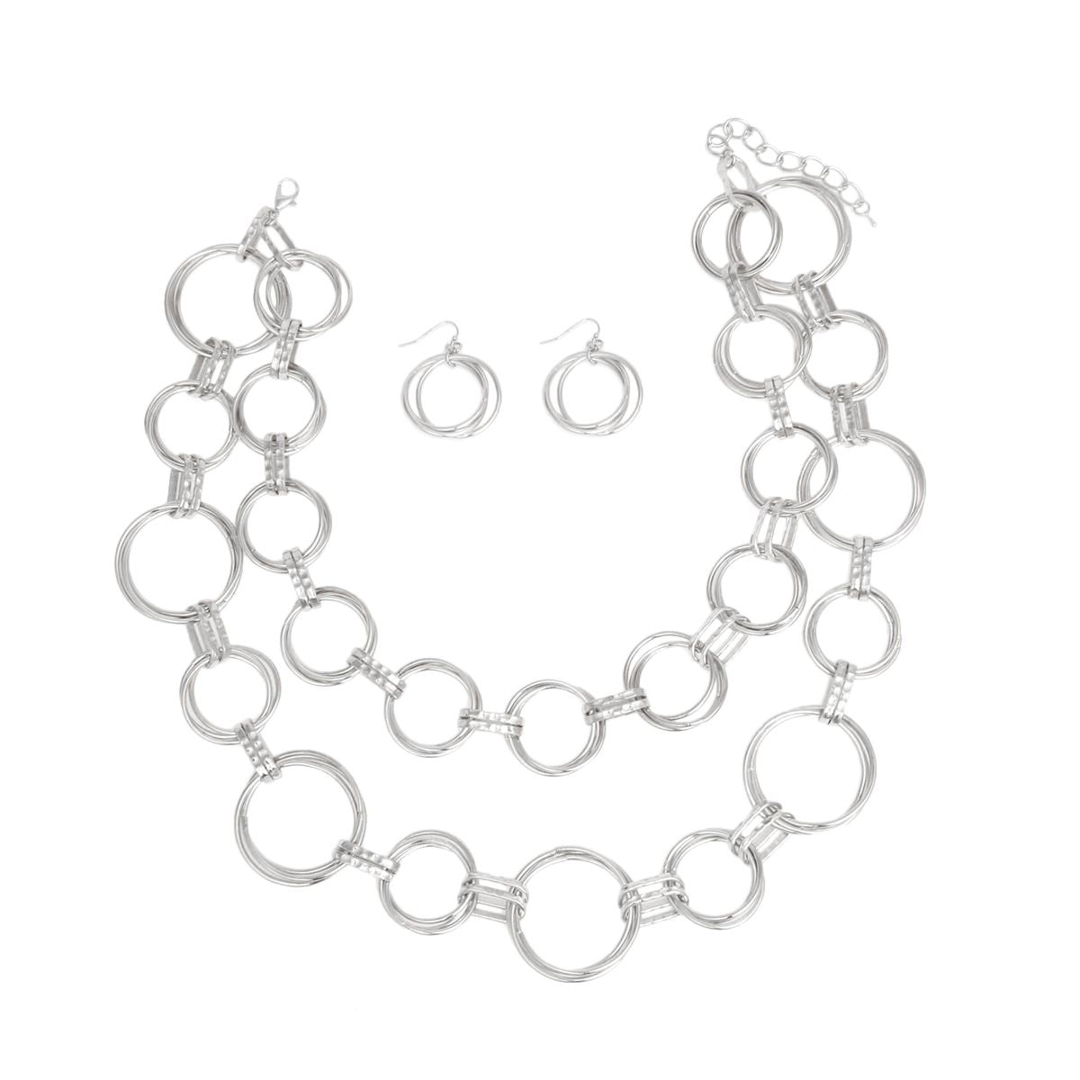 Chain Silver Chunky Ring Links Necklace for Women