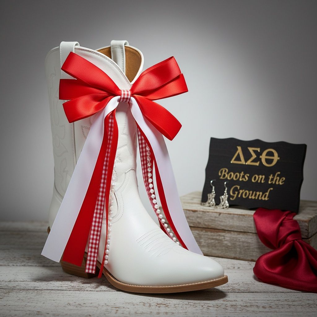 DST Boots on the Ground Red White Boot Bow